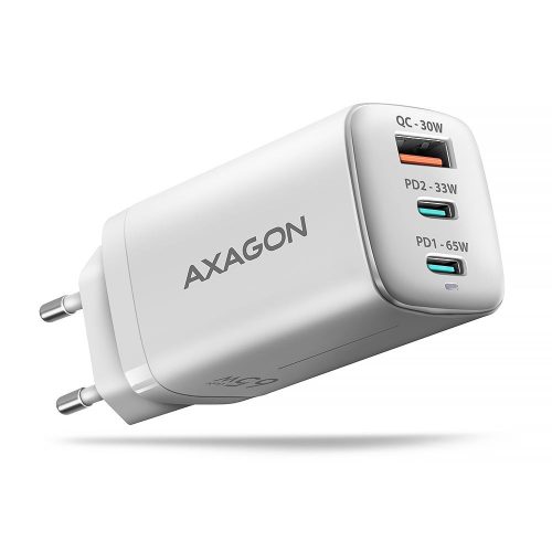  Axagon ACU-DPQ65W QC4 + USB-C PD hálózati töltő fehér 