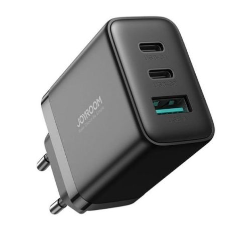  JOYROOM hálózati töltő USB-A + 2x USB-C aljzat (5V / 3A, gyorstöltés támogatás) fekete (JR-TCF10) 