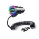  JOYROOM autós töltő 2xUSB-A aljzat + Lightning kábel (5V/3A, 17W, PD gyorstöltő 5.0) fekete (JR-CL25) 