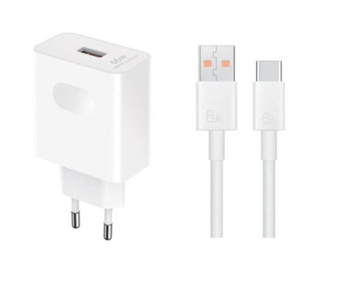  Honor hálózati töltő USB-A aljzat (5V/2A, 66W, gyorstöltő + USB-C kábel) fehér (HN-110600E00) 