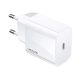  USAMS T34 hálózati töltő USB-C aljzat (5V/3A, 20W, PD gyorstöltő) fehér (CC118_W) 