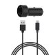  XQISIT autós töltő USB-A aljzat (5V/2.4A, gyorstöltő + microUSB kábel) fekete (31527) 