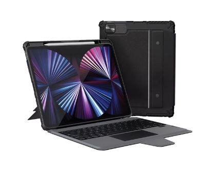  NILLKIN BUMPER COMBO BACKLIT billentyűzetes defender tok (QWERTY, angol nyelvű, ceruza tartó) FEKETE [Apple IPAD Pro 12.9 (2022)] 