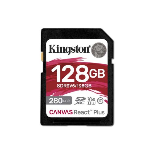  128GB SDXC Kingston Canvas React Plus CL10 UHS-II U3 V60 memóriakártya (SDR2V6/128GB) 