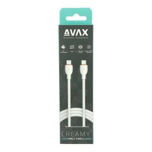  AVAX CB622 CREAMY+ USB-C kábel 1.5m fehér-rozéarany 
