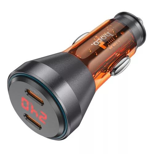  HOCO NZ12C autós töltő 60W PD narancs + Lightning kábel 