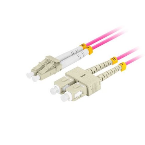  Lanberg Optikai patch kábel MM LC/UPC-SC/UPC duplex 3m LSZH OM4 50/125 3.0mm lila (FO-LUSU-MD41-0030-VT) 