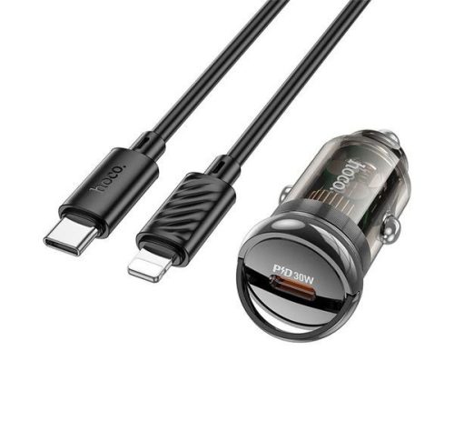  HOCO Z53 autós töltő 30W PD fekete + USB-C - Lightning kábel 