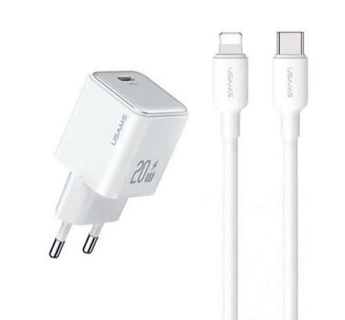  Usams YXXLOGTC03 hálózati töltő 20W PD fehér 