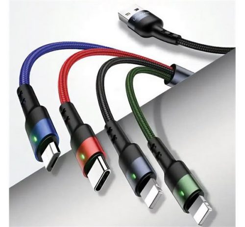  USAMS U26 4in1 adat- és töltőkábel USB-A - USB-C/MicroUSB/2xLightning 1.2m (SJ317USB01) 