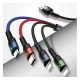  USAMS U26 4in1 adat- és töltőkábel USB-A - USB-C/MicroUSB/2xLightning 1.2m (SJ317USB01) 