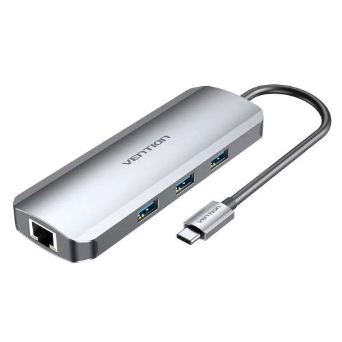  Vention USB-C -> HDMI/USB3.0x3/RJ45/SD/TF/TRRS 3.5mm/PD dokkoló (TOLHB) 