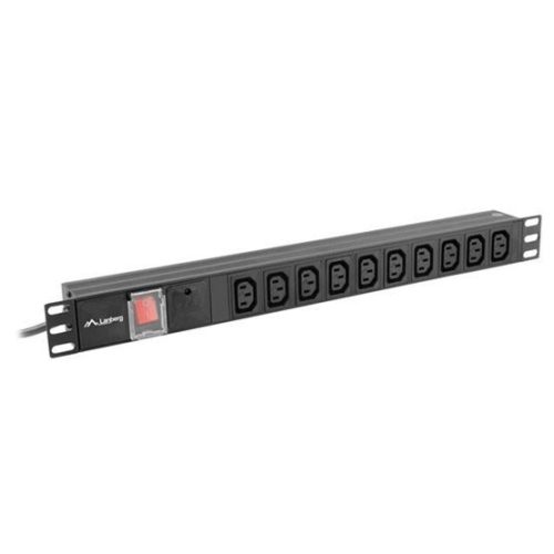  Lanberg PDU 19" 1U 10A 10x IEC C13 2m fekete (PDU-10I-0200-IEC-BK) 