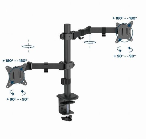  Gembird 2 monitor számára asztalra erősíthető tartó 17”-32” fekete (MA-D2-03) 