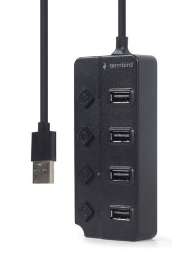  Gembird 4portos USB Hub kapcsolókkal fekete (UHB-U2P4P-01) 