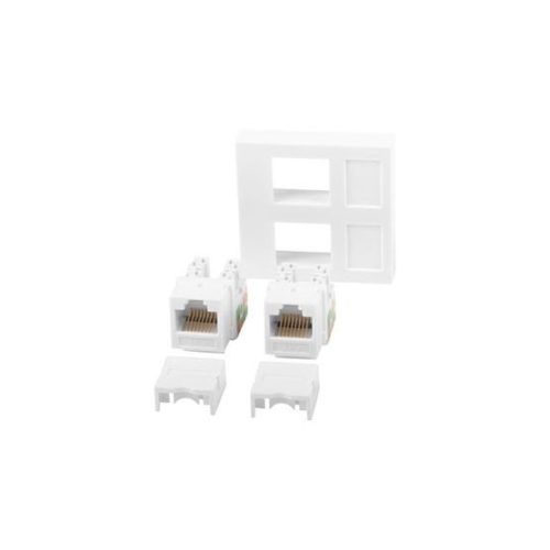  Lanberg beépítőkeret 2xRJ45 CAT.6 UTP keystone modullal fehér (WS-4545-2XRJ45K-W) 