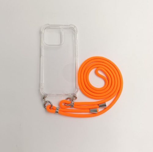  Cellect iPhone 15 nyakba akasztható átlátszó tok narancssárga zsinórral (CEL-FEST-IPH15-O) 