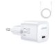  JOYROOM Type-C mini hálózati töltő 20W, Type-C-Type-C kábellel fehér (6941237126405) 