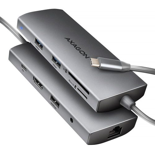  Axagon HMC-8HLSA 9in1 USB-C hub szürke 