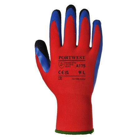  PORTWEST Duo-Flex latex védőkesztyű M-es méret piros-kék (A175R4RM) 