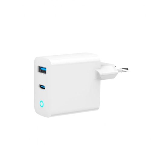  Gembird 1xUSB-A, 1xUSB-C hálózati töltő LED visszajelzővel, fehér 30W (TA-UC-PDQC30L-W-01) 