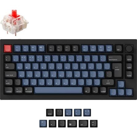  Keychron Q1 V2 USB angol Gateron G Pro Red mechanikus billentyűzet fekete (Q1-M1-UK) 