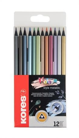  Kores Kolores Style Metallic háromszögletű színes ceruza készlet 12 metál szín (93316) 