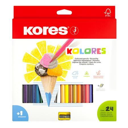  Kores Triangular háromszögletű színes ceruza készlet, 24 különböző szín (93324) 