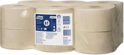  Tork Advanced Mini Jumbo T2 rendszerhez, 2 rétegű, 19cm átmérőjű toalettpapír natúr (120377) 