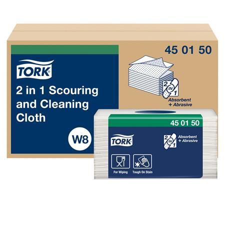  Tork 2in1 W8 rendszerhez, 1 rétegű, 360 lap súroló- és tisztítókendő fehér (450150) 