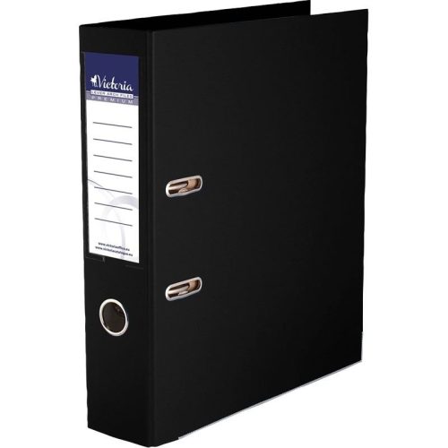  Victoria Premium iratrendező 75mm, A4, PP/PP, élvédő sínnel fekete (IDIP75FK) 