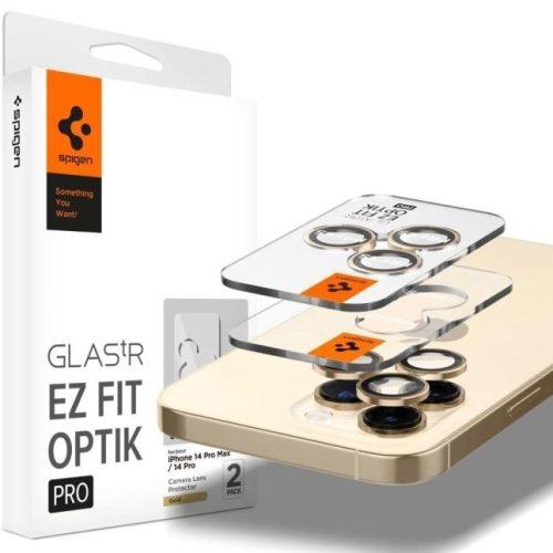  Spigen GLAS.tR EZ Fit Optik Pro iPhone 15 Pro / 15 Pro Max / 14 Pro / 14 Pro Max kameravédő aranyszínű (AGL05598) 