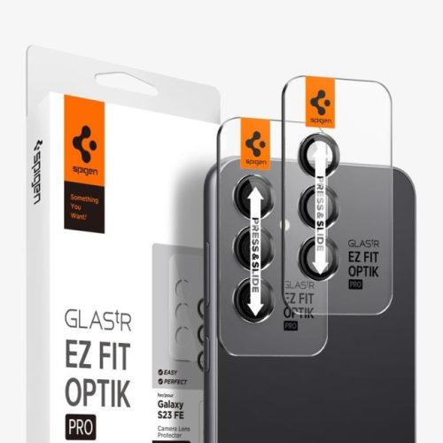  Spigen Glass tR EZ Fit Optik Pro Samsung Galaxy S23 FE kameravédő fekete kerettel (AGL06987) 