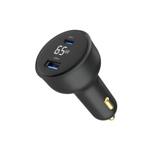  Gembird USB-A, USB-C autós töltő LCD kijelzővel 65W (TA-UC-AC2PD65LCD-CAR-01) 