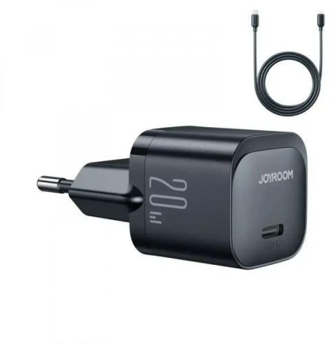  JOYROOM Type-C mini hálózati töltő 20W, Type-C-Type-C kábellel fekete 