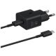  Samsung USB-C hálózati töltő 25W + USB-C - USB-C kábel fekete "Gigapack csomagolás" (EP-T2510EBE) 