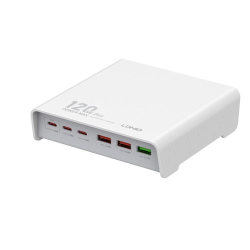  LDNIO Q605 3xUSB-A 3xUSB-C asztali töltő 120W fehér 