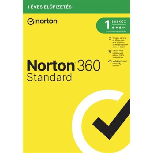  NortonLifeLock Norton 360 Standard 10GB 1 felhasználó 1 eszköz 1 év dobozos vírusirtó szoftver (21416707) 