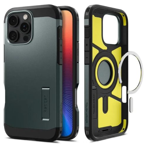  Spigen Tough Armor MagFit iPhone 16 Pro tok zöld-fekete (ACS08148) 