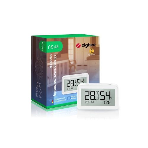  Nous E6 okos Tuya Zigbee vezeték nélküli hőmérséklet és páratartalom érzékelő LCD kijelzővel 
