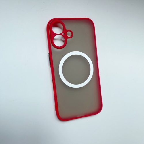  Cellect iPhone 16 mágneses műanyag tok piros-fekete (CEL-MATTM-IPH16-RBK) 