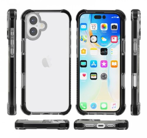  Cellect iPhone 16 Plus ütésálló szilikon tok átlátszó-fekete (CEL-SCK-IPH16P-BK) 
