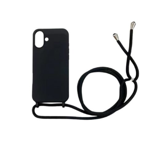  Cellect iPhone 16 Plus fekete tok, fekete nyakba akasztható zsinórral (CEL-FEST-IPH16PBK-BK) 