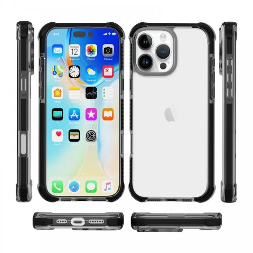  Cellect iPhone 16 Pro Max ütésálló szilikon tok átlátszó-fekete (CEL-SCK-IPH16PM-BK) 