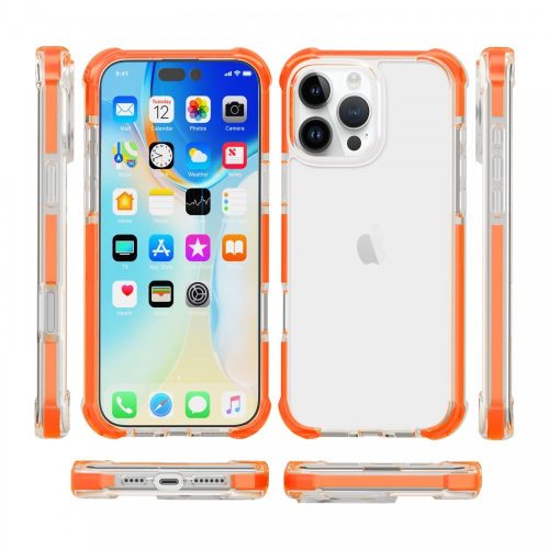  Cellect iPhone 16 Pro Max ütésálló szilikon tok átlátszó-narancssárga (CEL-SCK-IPH16PM-O) 