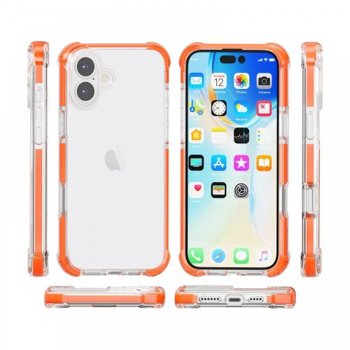  Cellect iPhone 16 ütésálló szilikon tok átlátszó-narancssárga (CEL-SCK-IPH16-O) 