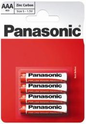  Panasonic 1.5V Cink-Carbon AAA ceruza elem (4db / csomag)  (R03R/4BPACK) 