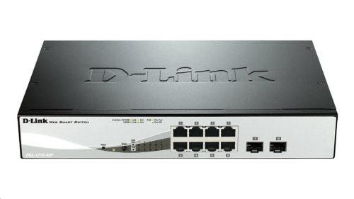  D-Link 8 Port Gigabit PoE Smart Switch,Fémház(DGS-1210-08P) 