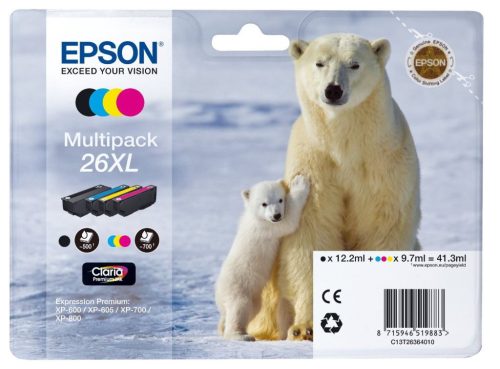  Epson T2636 tintapatron Multipack 4-színű 26XL (C13T26364010) 