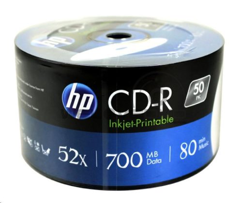  HP 80'/700MB 52x nyomtatható CD lemez zsugorhengeres 50db/henger 